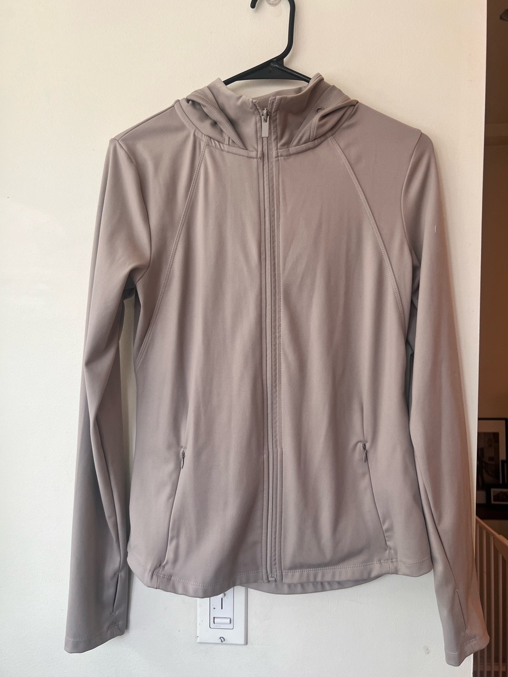 Jockey Women’s Hooded Full Zip Active Jacket – Taupe, Size S